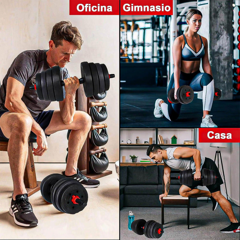 Set Pesas Ajustable Kit De Mancuernas Pack Mancuernas 10kg Negro