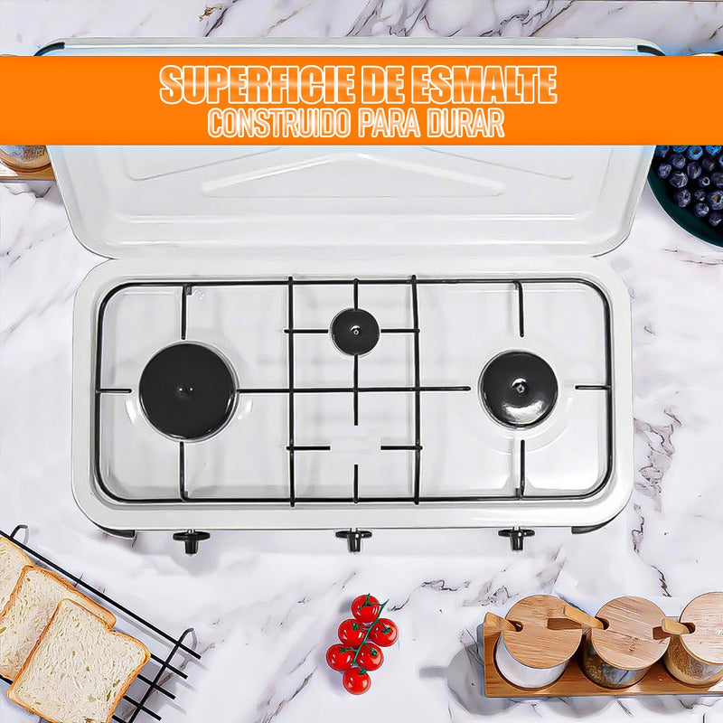 Set Cocina Camping A Gas Cocina Portatil 3 Plato Regulador