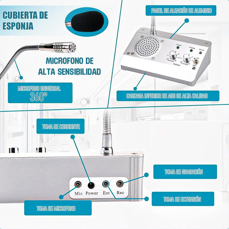 Microfonos Amplificadores Intercomunicador Bancos Citofonos Gris/redondo