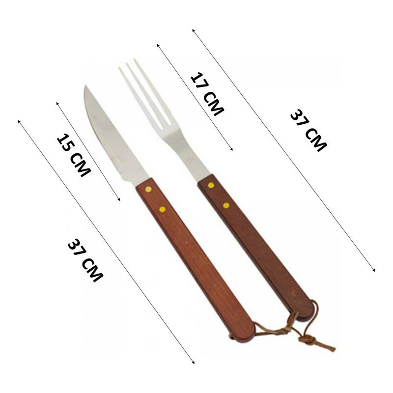 Set Parrillero Para Asado Kit Parrillero Cuchillo + Tenedor