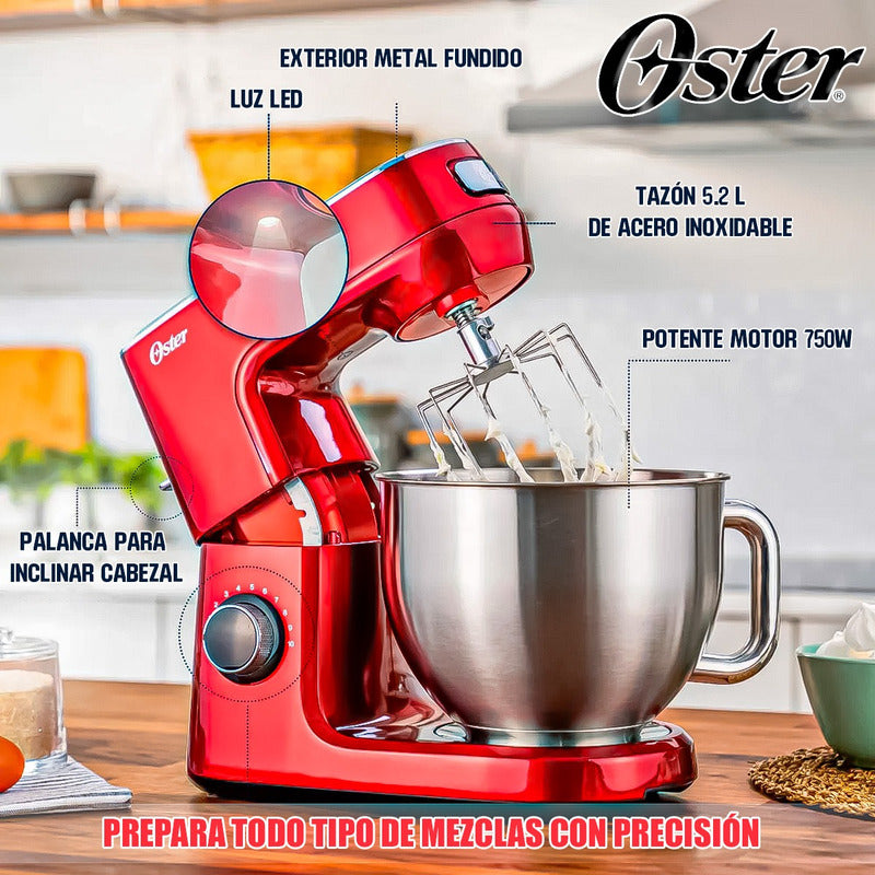 Batidora Con Pedestal Torta Queque Amasadora De Pan 5 Litros Rojo 50 Hz / 60hz