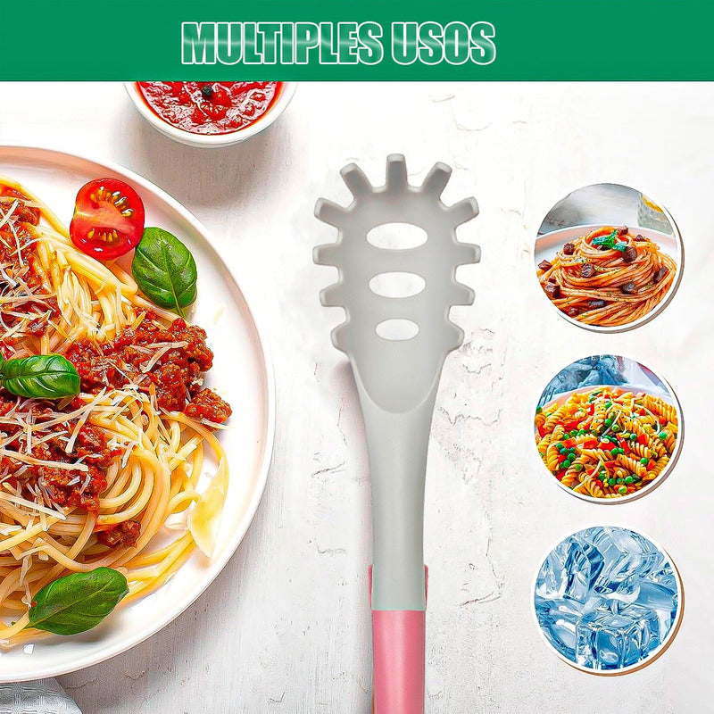 Tenedor De Fideos Pack 2 Cuchara Pastas Keep Servidor Pasta Gris