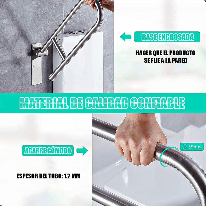 Barra De Seguridad Para Discapacitados Barra De Apoyo Agarre Metal/gris
