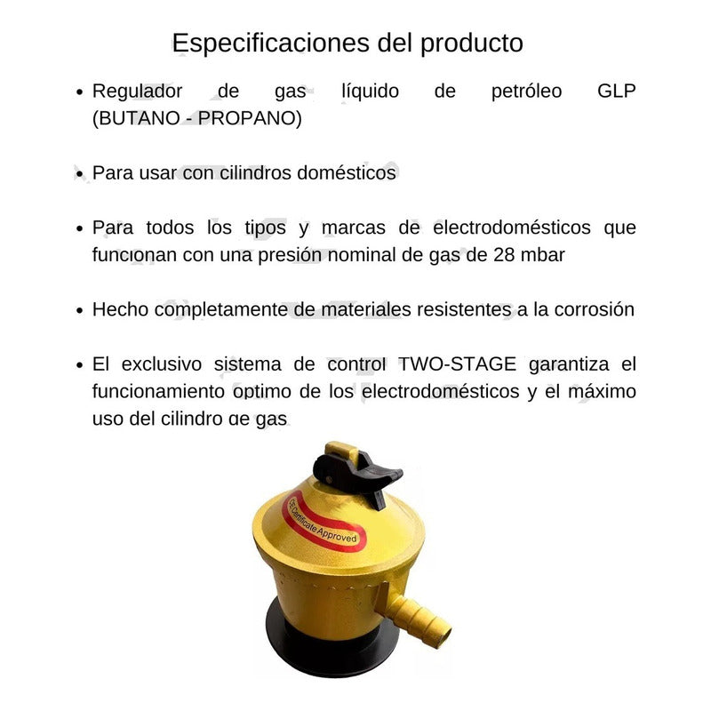 Válvula De Gas Regulador Para Gas Licuado Cocina Regulador Amarillo Brillante
