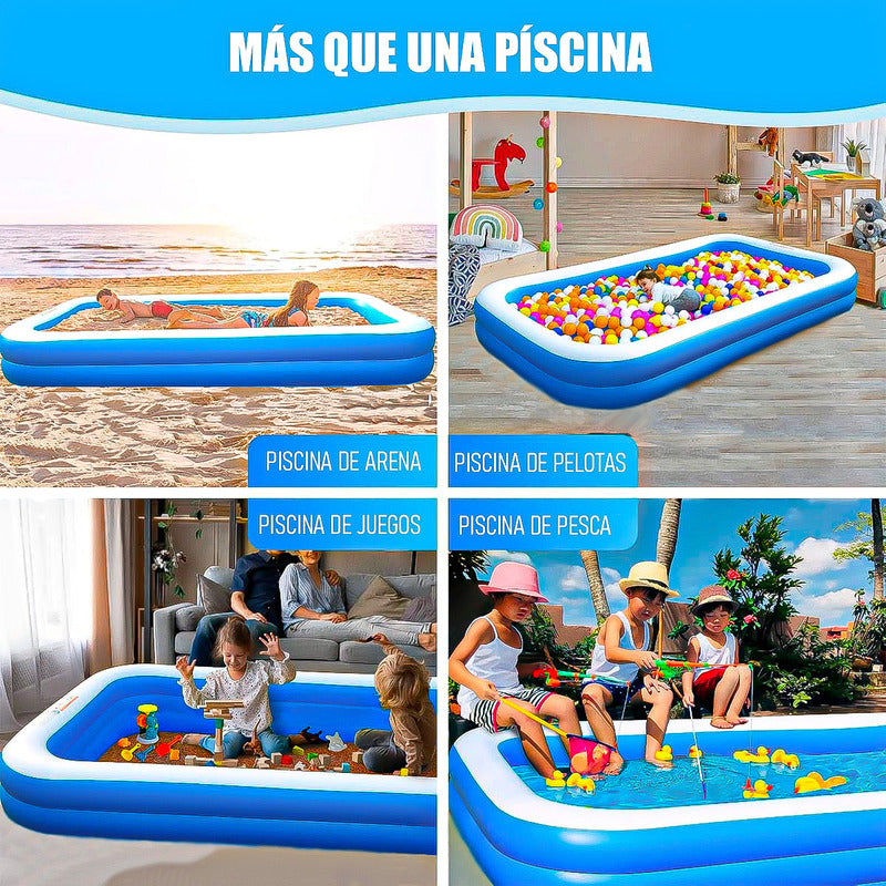 Piscina Para Niños Piscina Rectangular Familiar 3 Metros Azul