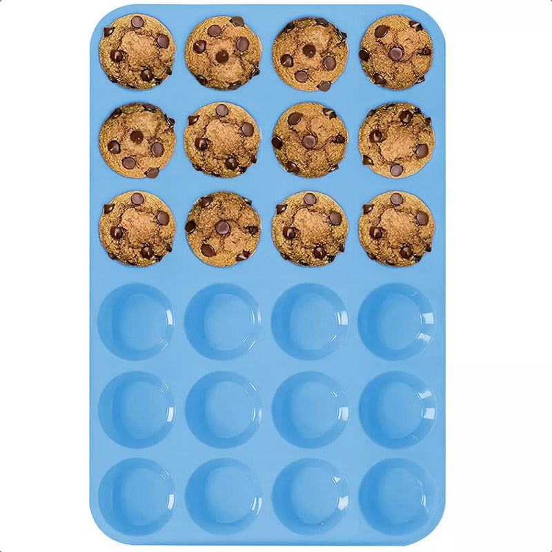 Moldes Silicona Reposteria Moldes Silicona Cupcakes 24 Cup Moldes De Silicona Para Cupcake Antiadherente Libre Bpa Moldes Magdalenas Silicona Horno Antiderrames Muffins Azul Pastel Okshop