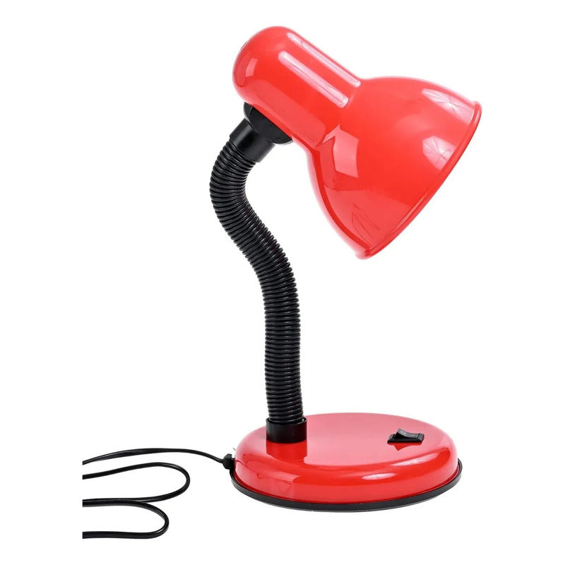 Lampara Escritorio Flexible Lamparas Metalicas Velador Lampara Lectura Lamparas De Escritorio Incandescente Cuello Flexible Metal Lampara Estudio Led Mesa Halogena E27 Rojo Okshop