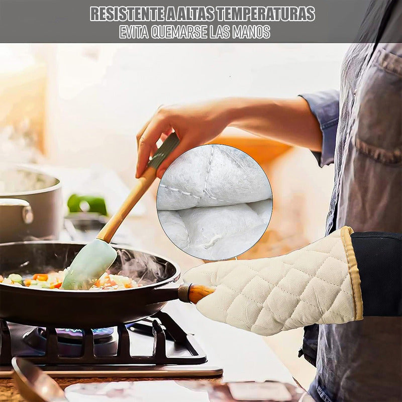 Guantes De Horno Guantes Cocina Toma Ollas Guantes Algodón Blanco Liso