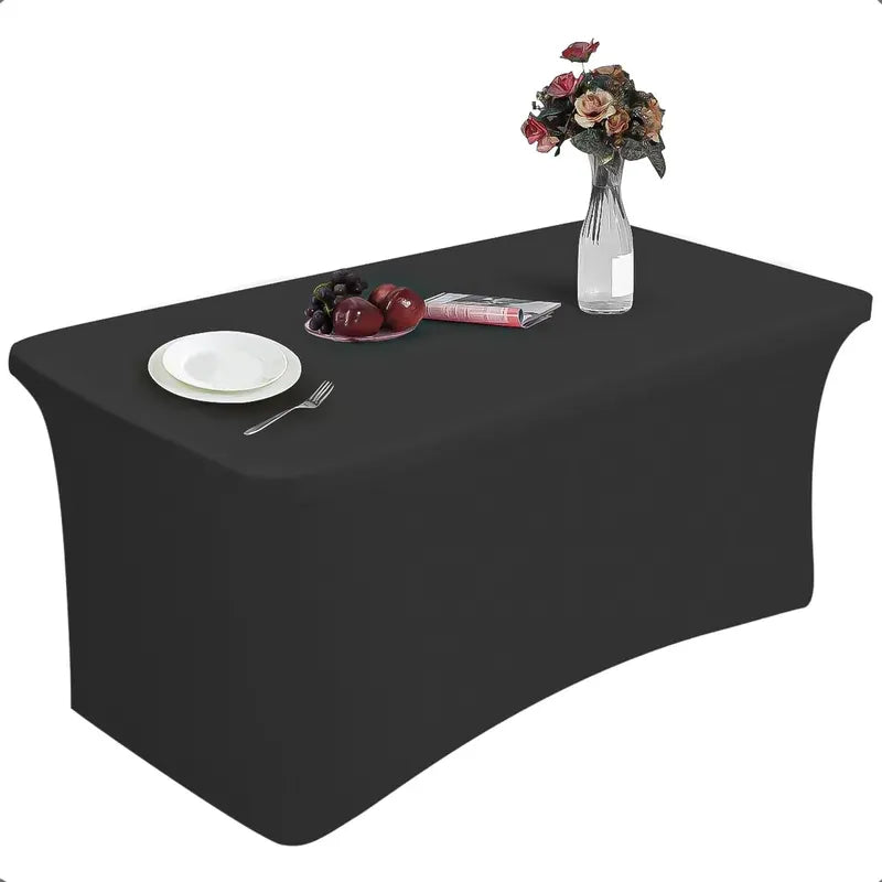 Mantel Para Mesa Mantel Rectangular Mantel Elastico 180cm Negro Liso