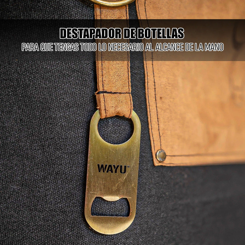 Delantal Parrillero Wayu Pechera Cocina Mandiles Cocina Wayu Negro Destapador