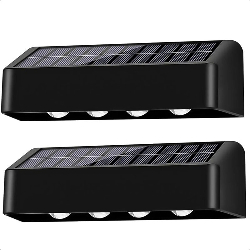 Aplique Exterior Solar Foco Pared Aplique De Pared Luces Led Para Muros Ip65 Pack 2 Apliques Exteriores Solares Abs 4w Luz Cálida Lampara De Muro Impermeable Inalambrica Okshop