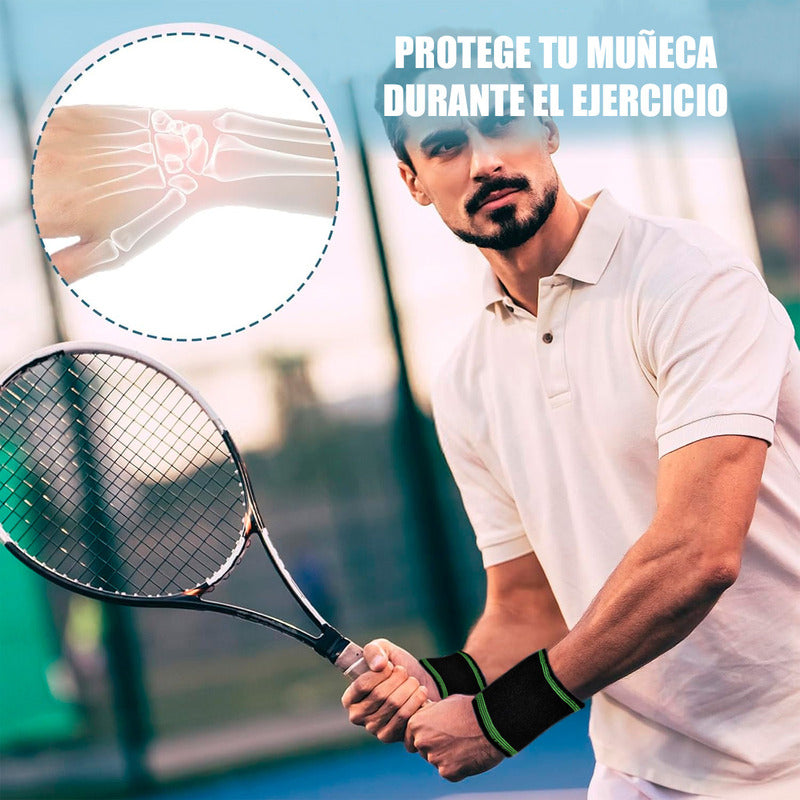 Pack X2 Muñequera Compresion Soporte Muñequera Para Deporte Negro Unica