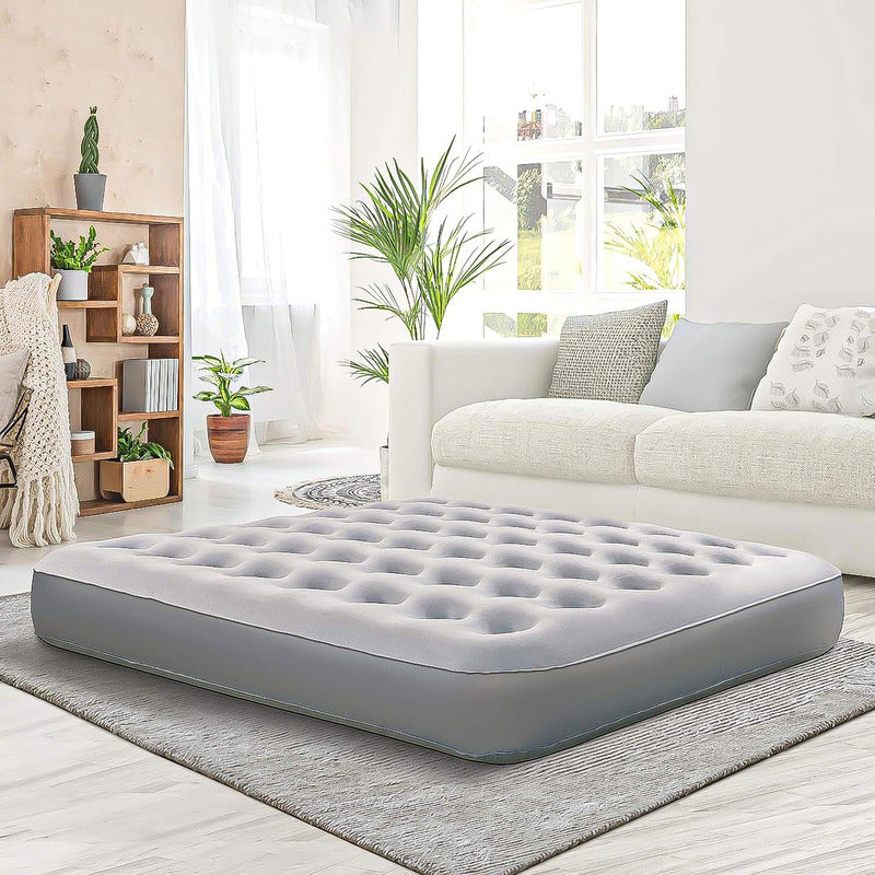 Colchón Inflable Coleman Colchon Con Inflador De Pie Doble Gris