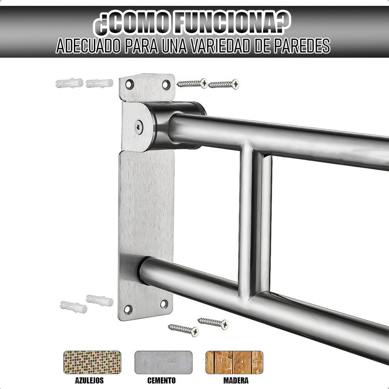 Barra De Seguridad Para Discapacitados Barra De Apoyo Agarre Metal/gris