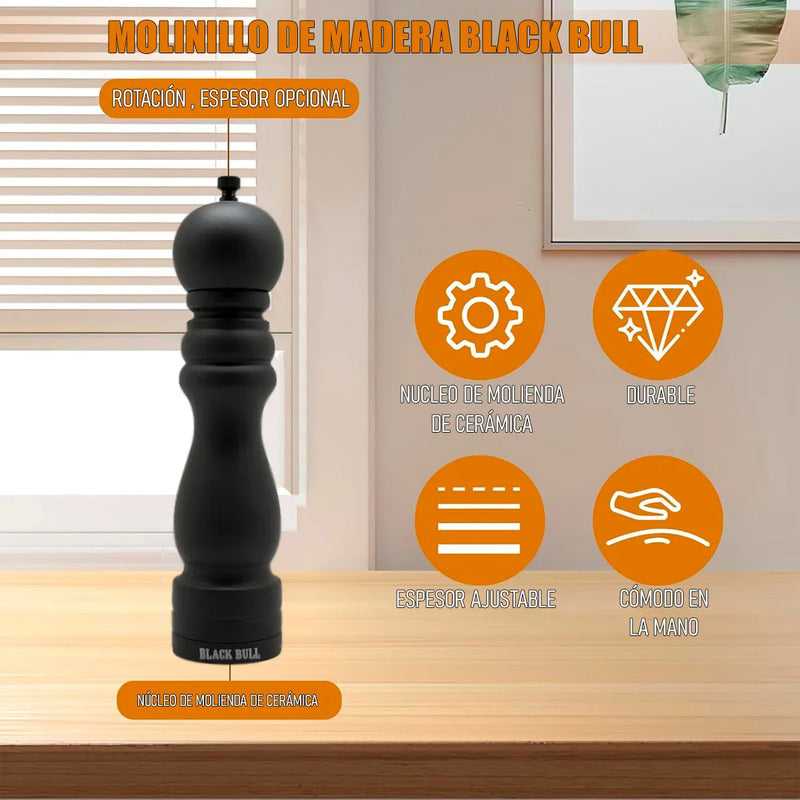 Pimentero Molinillo Madera Salpimentero De Madera Pimentero Saleros Y Pimenteros Madera Black Bull Salero Ceramica Espesor Ajustable Multifuncional Salero Molinillo Okshop
