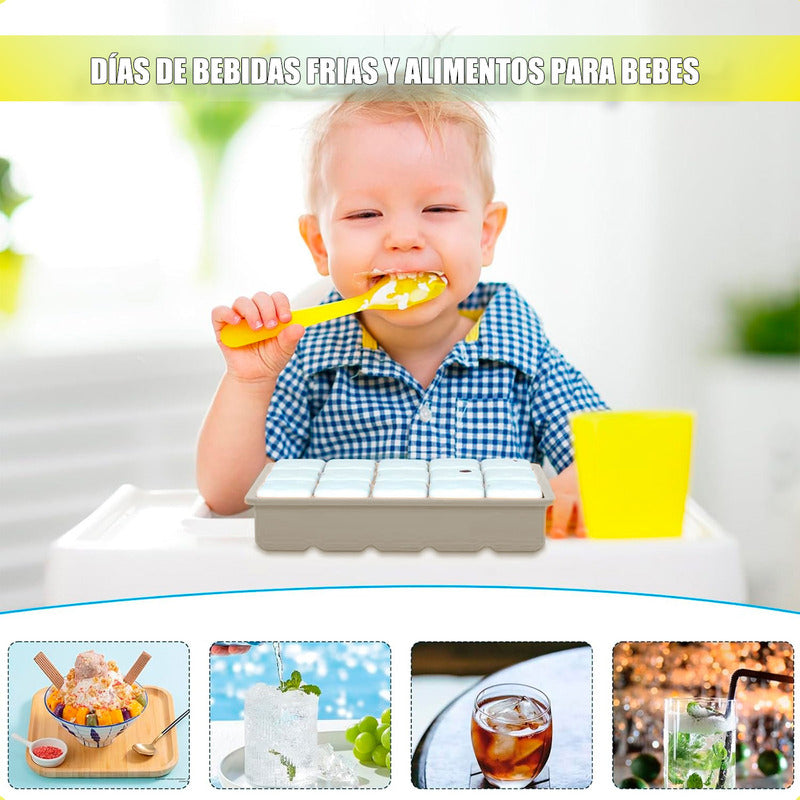 Pack X2 Molde Hielo Cubetas De Hielo Bandeja Silicona Hielo Marrón