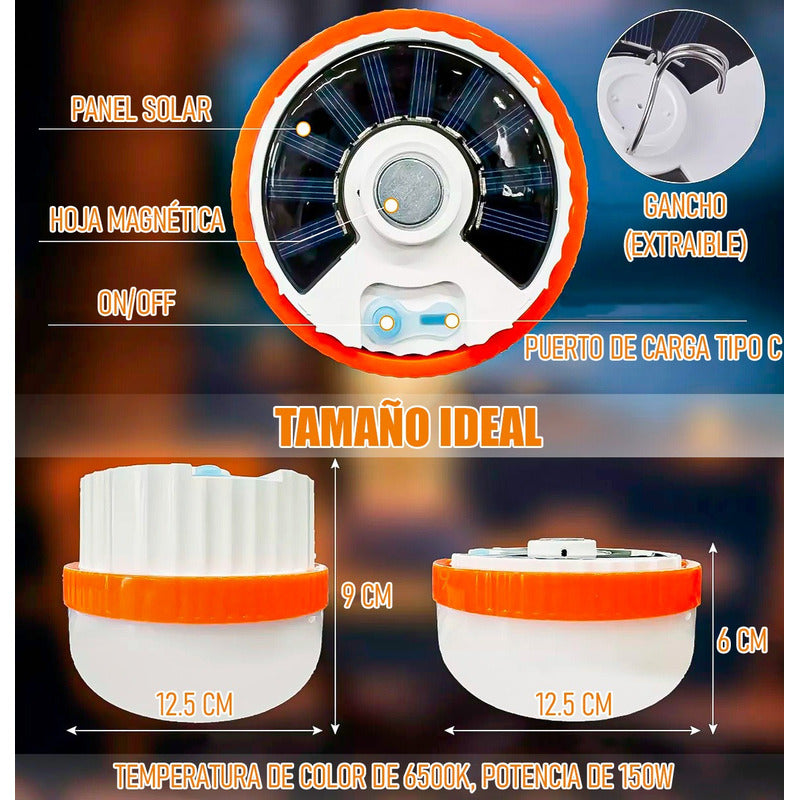 Pack 2 Lampara Para Camping Lampara Solar Recargable Lampara
