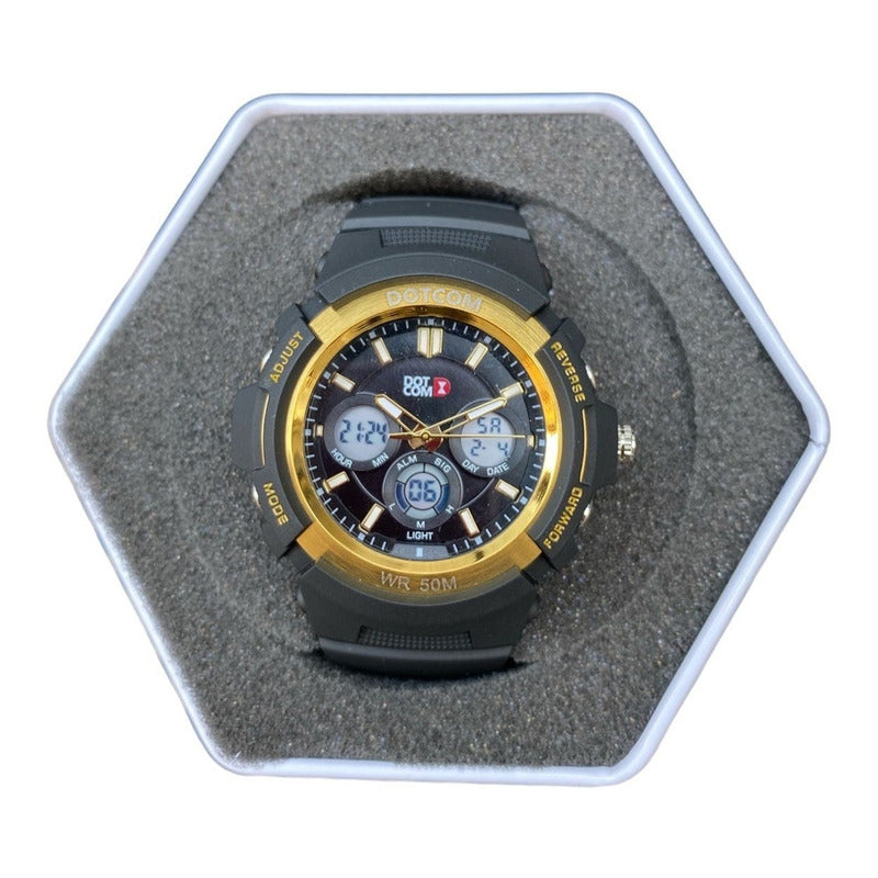 Reloj Analógico Digital De Pulsera Resistente Al Agua Dotcom Negro Negro