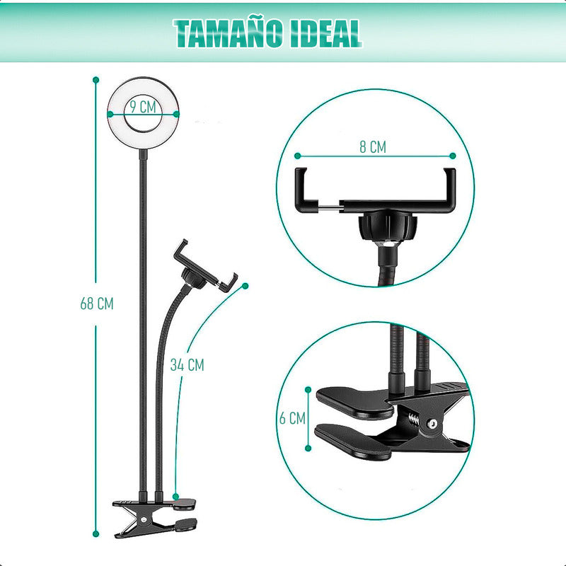 Aro De Luz Profesional Aro Led Aro Luz Tripode Aros Luz Clip Blanco