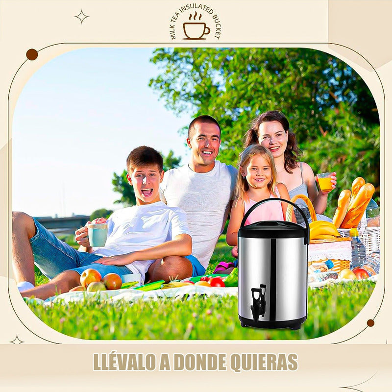 Termo De Agua Caliente Termo Para Cafe Termo Para Agua 12 Lt Plateado/negro