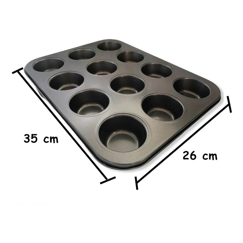 Molde Metal Para Cupcake Muffins Economico 12 Und Gris