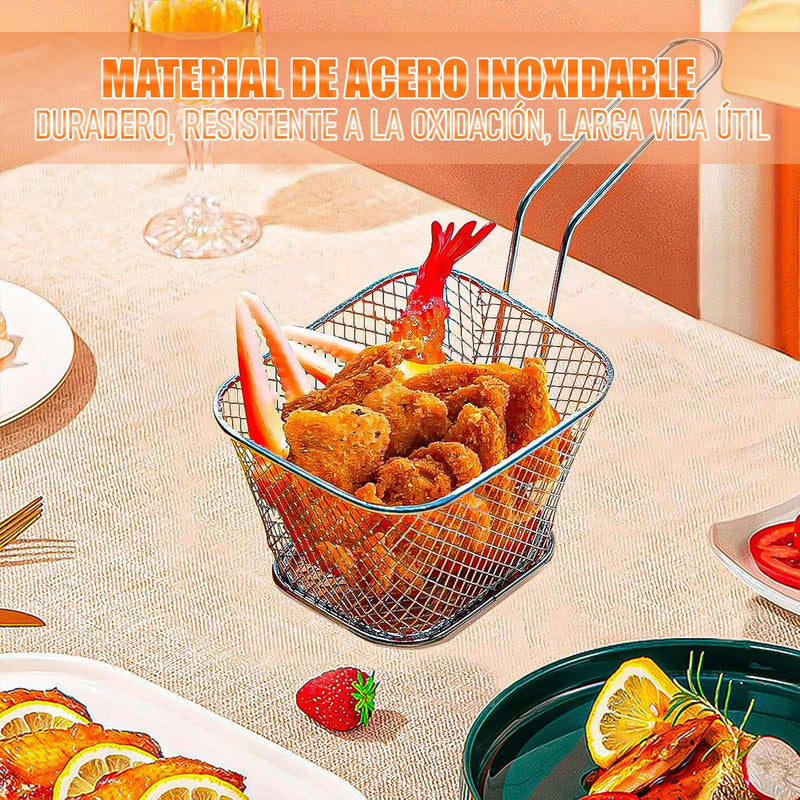 Canasto Papas Fritas Pack 2 Cesta De Freir Cesta De Freidora