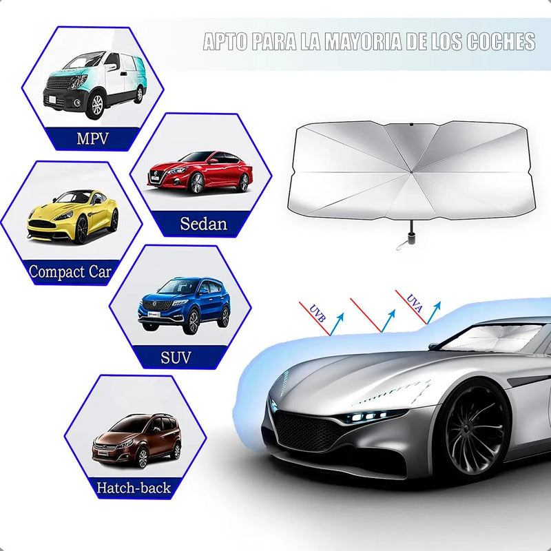 Quitasol Para Autos Cortina Auto Protector Solar Para Auto Parasol Plegable Auto 135x74 Sedan Quitasol Para Autos Mango Ergonomico Protector Solar Parabrisas Metalico Okshop