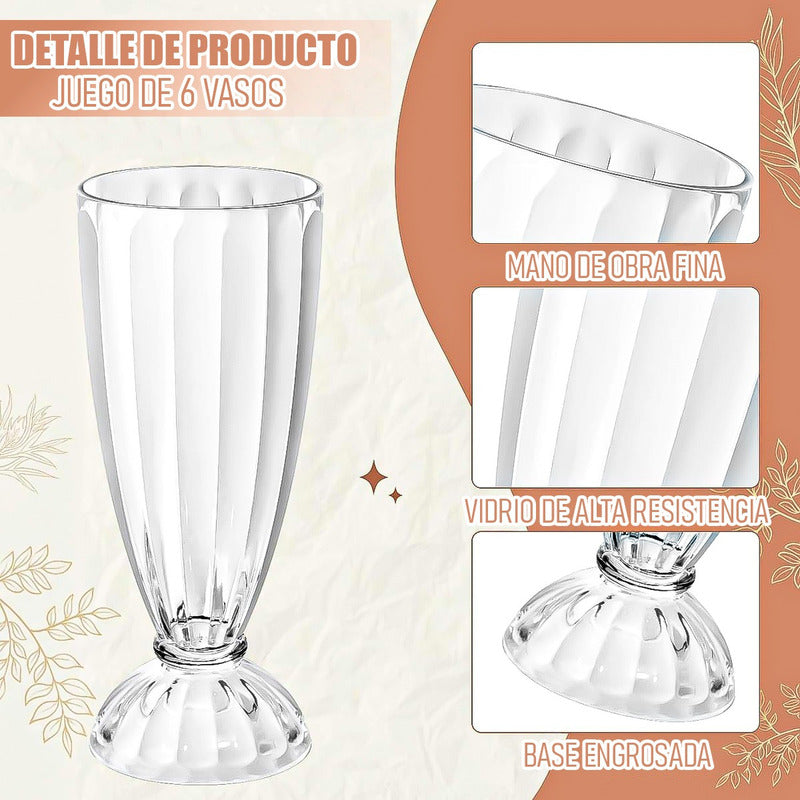 Set 6 Vasos De Vidrio Vasos De Postre Vasos De Helado 325 Ml