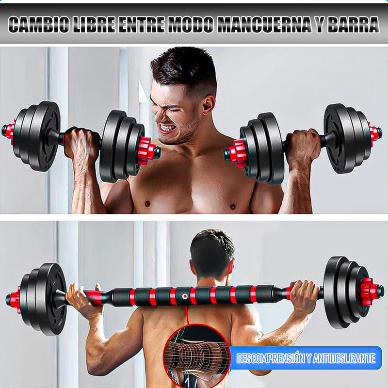 Set Pesas Ajustable Kit De Mancuernas Pack Mancuernas 10kg Negro