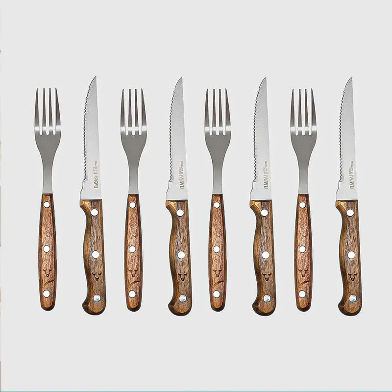 Set De Cuchilleria Set Cuchillos Y Tenedores Wayu Cubiertos Madera