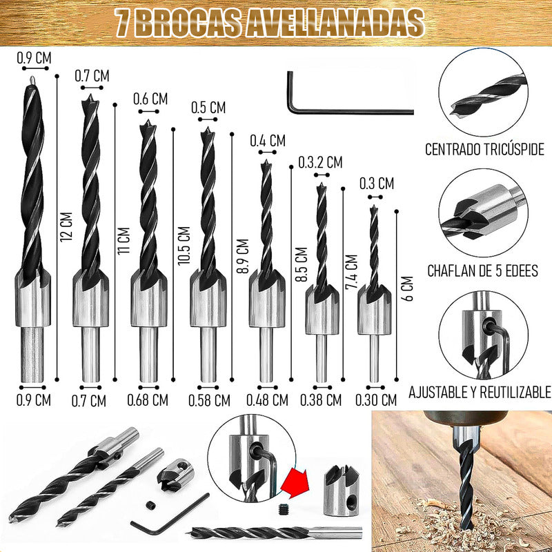 Brocas De Taladro Brocas Avellanadoras Set 23 Brocas Carpint