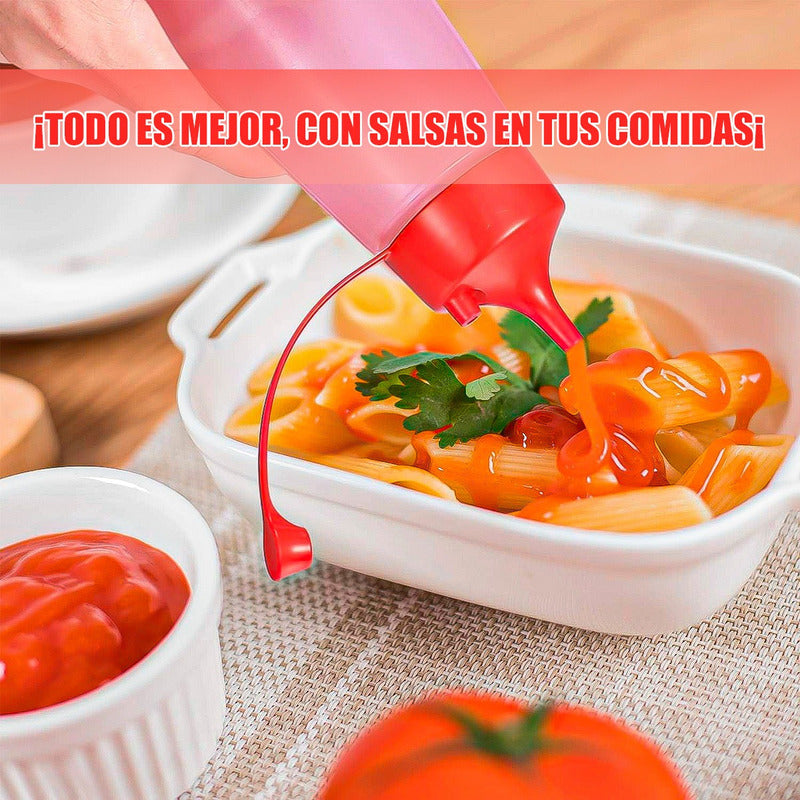 Botella De Salsa Envase Para Ketchup Pack 2 Envases Salseros Rojo