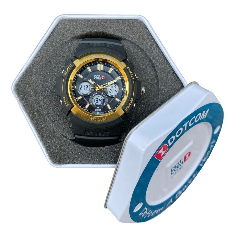 Reloj Analógico Digital De Pulsera Resistente Al Agua Dotcom Negro Negro