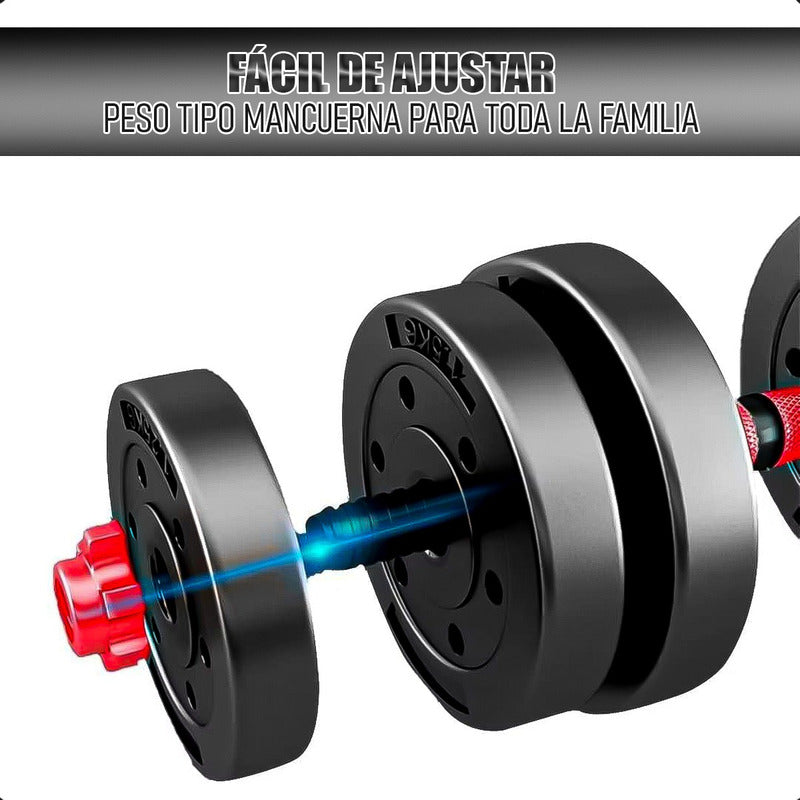Set Pesas Ajustable Kit De Mancuernas Pack Mancuernas 10kg Negro
