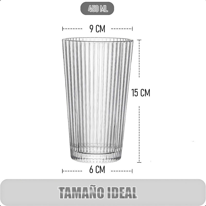 Set 6 Vasos De Vidrio Vasos Postres Juego Vasos Vidrio 450ml