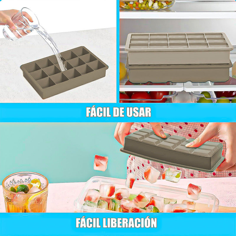 Pack X2 Molde Hielo Cubetas De Hielo Bandeja Silicona Hielo Verde