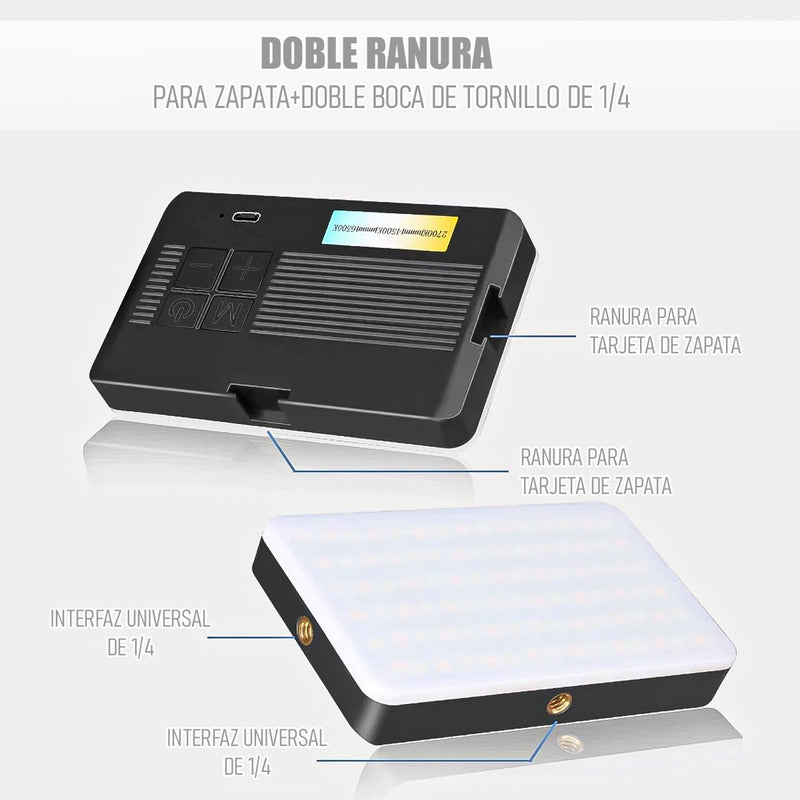 Iluminadores Camara Luz Led Recargable Luces Para Fotografia Negro Cálido/neutro/frio