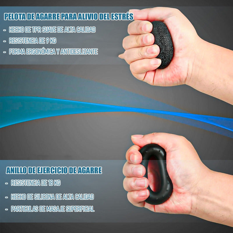 Ejercitador De Manos Fortalecedor De Manos Ajustable 5 Pcs