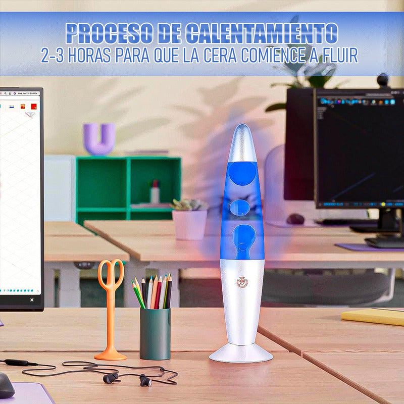 Lámpara De Lava Lampara De Mesa Lampara Lava 40cm Lampara Gris Azul