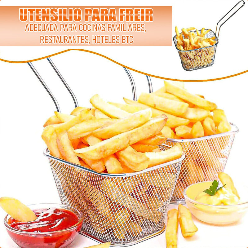 Canasto Papas Fritas Pack 4 Cesta De Freir Cesta De Freidora