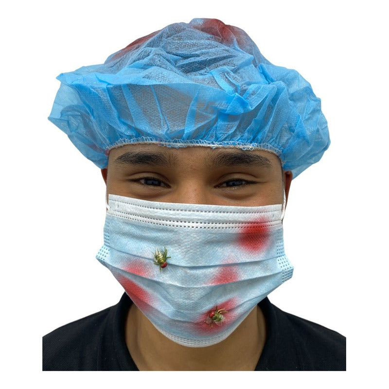Mascarilla Y Gorro Sangriento Fiestas Disfraz Halloween Azul