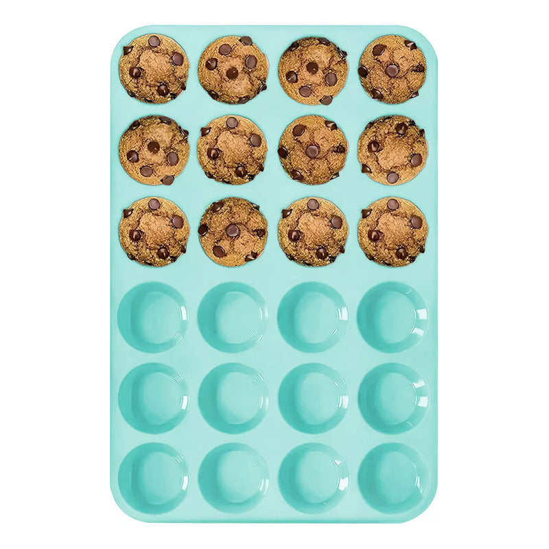 Moldes Silicona Reposteria Moldes Silicona Cupcakes 24 Cup Moldes De Silicona Para Cupcake Antiadherente Libre Bpa Moldes Magdalenas Silicona Horno Antiderrames Muffins Verde Pastel Okshop