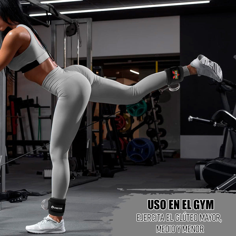 Pack X2 Tobillera Polea Tobillera Gimnasio Tobillera Gluteo Negro