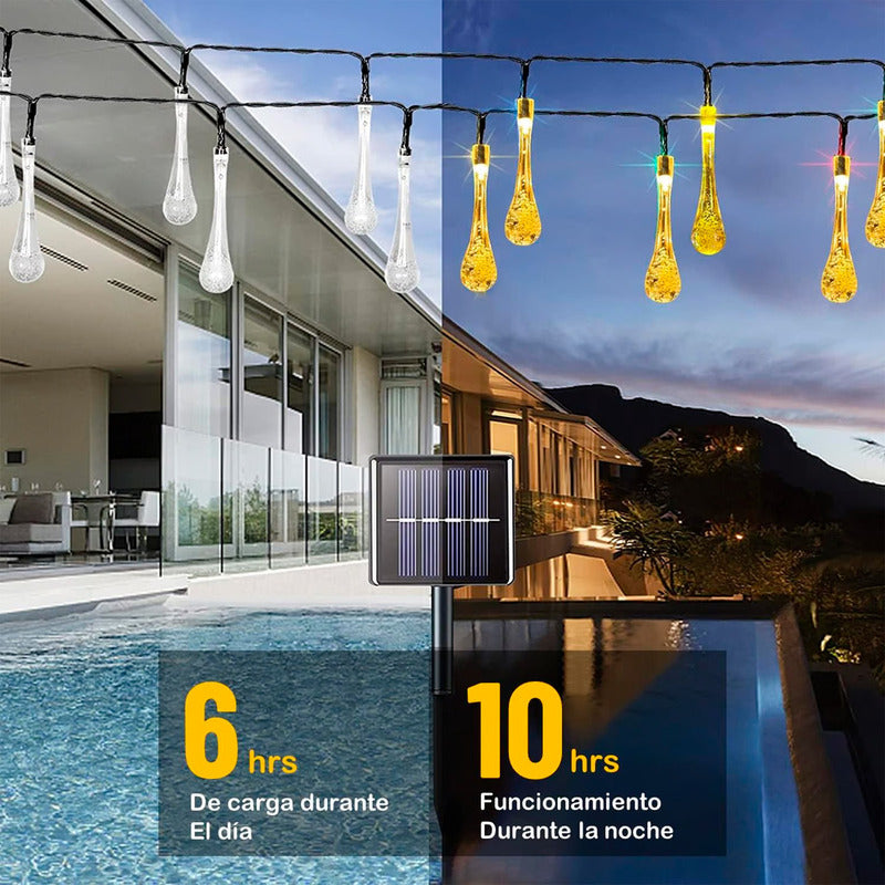 Luces Navidad Guirnaldas Solares Luces De Navidad Solares 6m Cálida