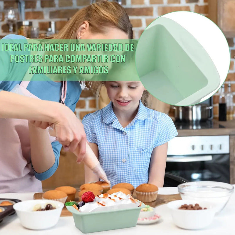 Molde De Silicona Rectangular Molde Pan Molde Queque Baratos Moldes De Silicona Para Horno Antiadherente Flexible Moldes Silicona Queque Libre Bpa Reutilizable Multiusos Verde Claro Okshop