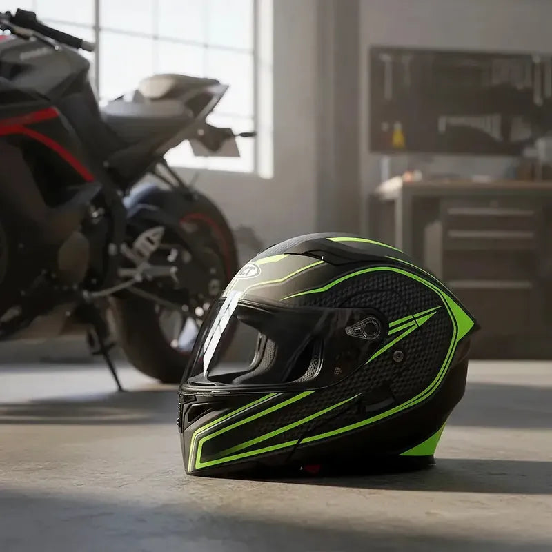 Casco De Moto Casco Para Moto Casco Abatible Casco Motocicleta Negro Xl Okshop Casco Moto Abatible Casco Multiproposito... Lisa Negro/verde