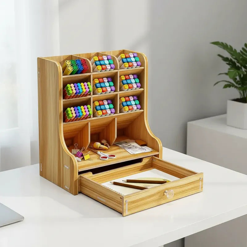 Organizador Escritorio Con Cajón Porta Lapices Escritorio
