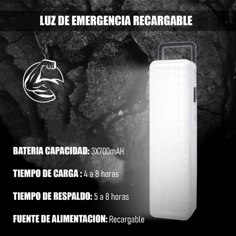 Luces De Emergencia Led Luces De Emergencia Recargable 60 Led Lamparas De Emergencia Recargables Batería Recargable Portátil Mango Ergonómico Abs Luz Campamento Blanco/negro Okshop