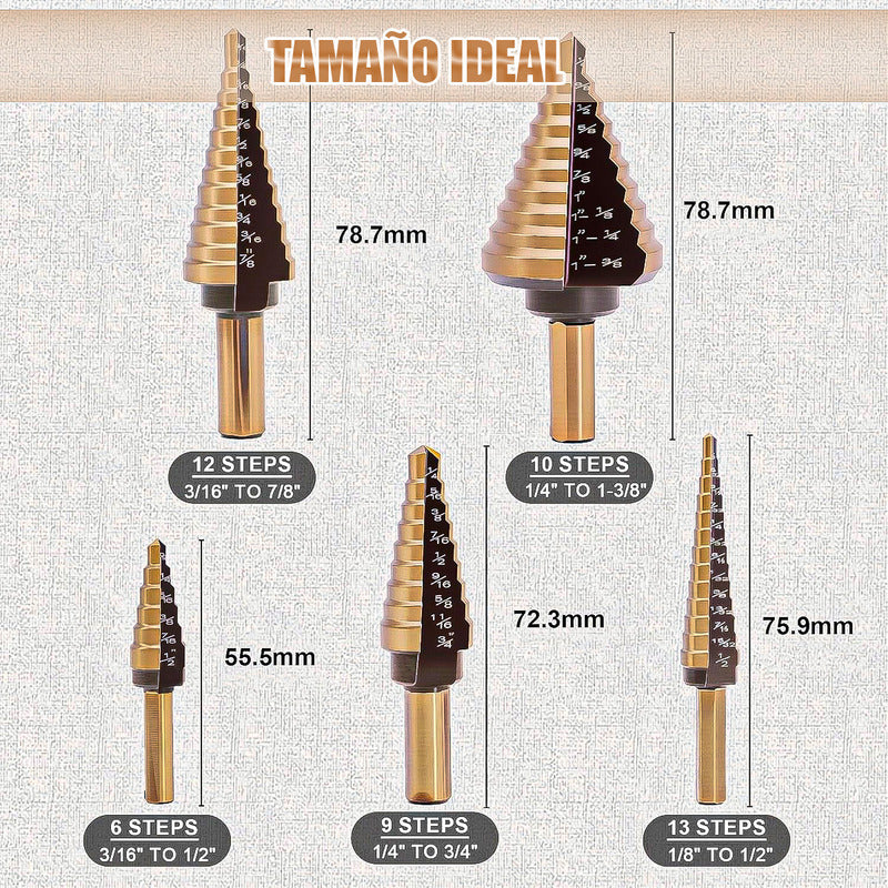 Brocas Escalonadas Juego De 5 Brocas Brocas Conicas Brocas