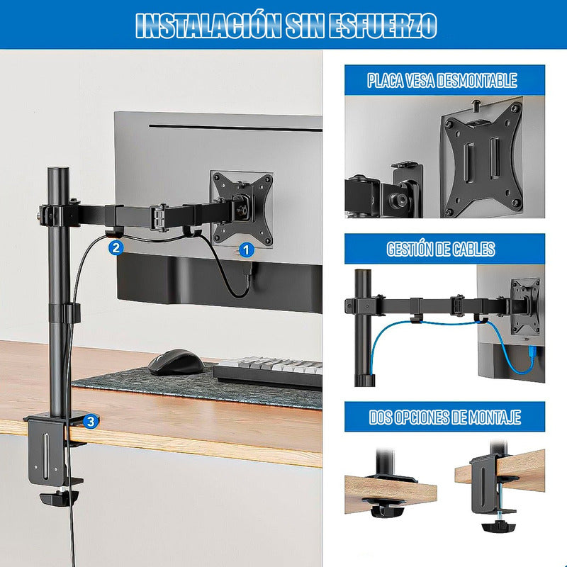 Soporte Para Monitor Soporte Brazo De Monitor 13-27 Soporte Negro
